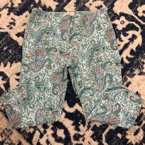 Talbots Turquoise Paisley Cropped Pants Sz 12 P